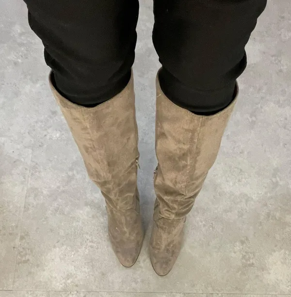 Taupe Suede Knee High Boots Gray Size 8.5 - Image 2