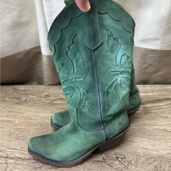 Liberty‎ black turquoise colored butterfly boots size 5 Green - Image 2