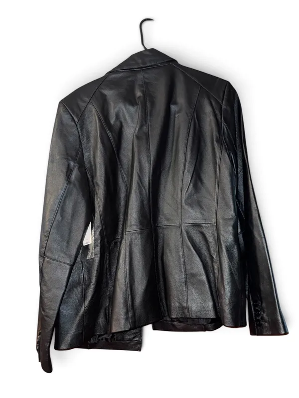 Vintage East 5th Genuine Leather Blazer Jacket Women’s Large Black 90s Y2K - Image 2