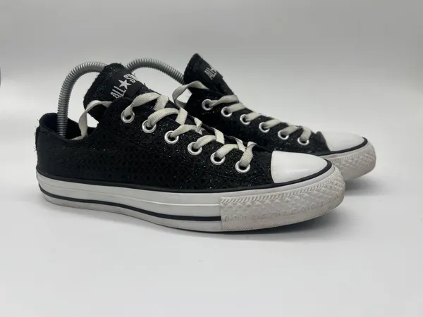 Converse Chuck Taylor All Star Shoes Womens Size 8 Black Glitter Sneakers - Image 4
