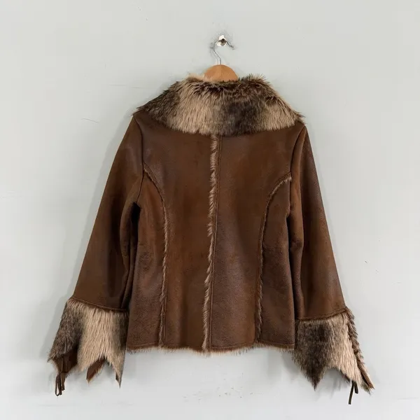 Scully Faux Fur Honey Creek Penny‎ Lane Retro Java Brown Toggle Jacket - Image 3