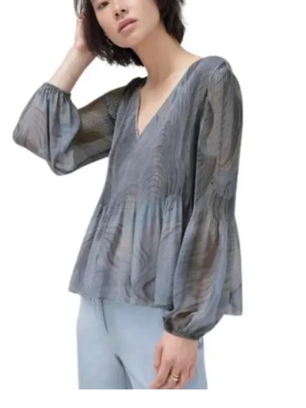 Aritzia Wilfred Daydreamer Blouse Dusky Granite Blue - Image 2