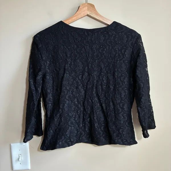 Vintage Xscape Floral Lace Evening Top Large Black Women y2k 3/4 Sleeve Lined - Image 5