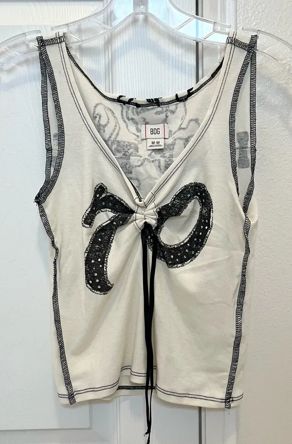 BDG Women's Cream and Black Tank Top - Image 2