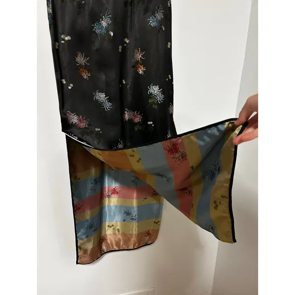 Vintage High Class Garments Black Satin Floral Brocade Cheongsam Qipao Dress 34 - Image 7