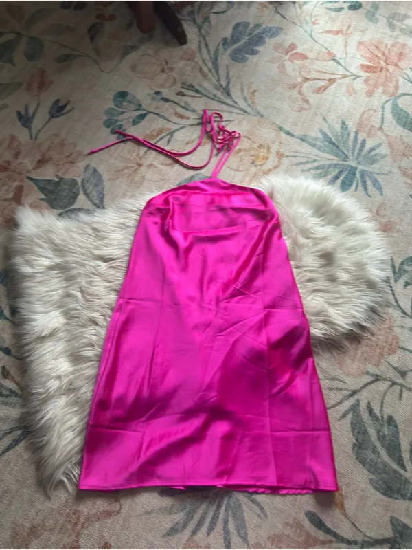 SHOW ME YOUR MUMU Jazzy Dress In Hot Pink Luxe Satin - Image 5