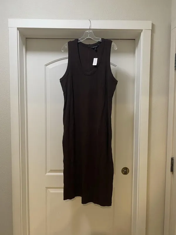 Banana Republic Dress Womens XL Brown Ribbed Knit Tank Scoop Neck Midi Casual - Image 2