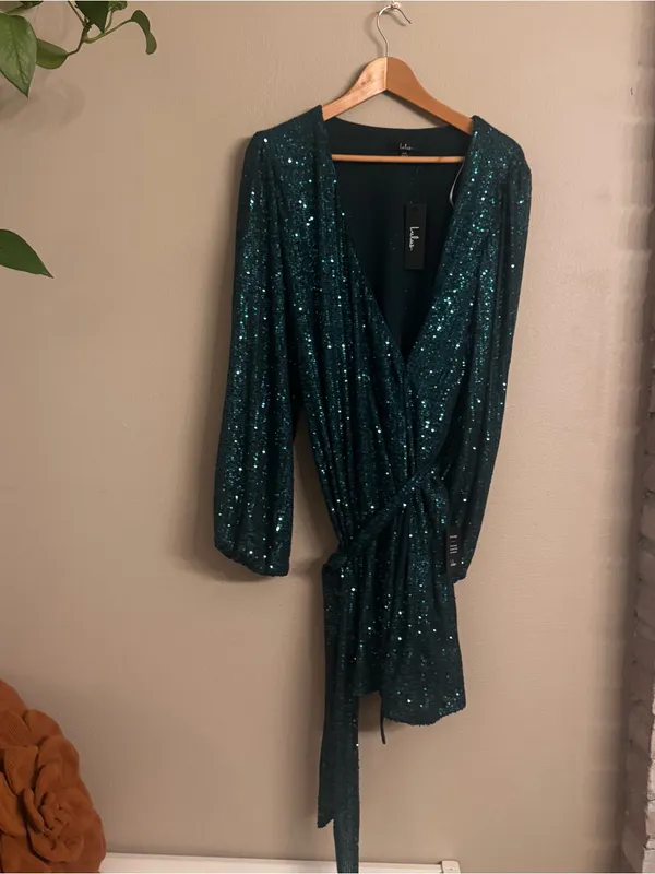 LULUS‎ Sequined Wrap Mini Dress - Image 2