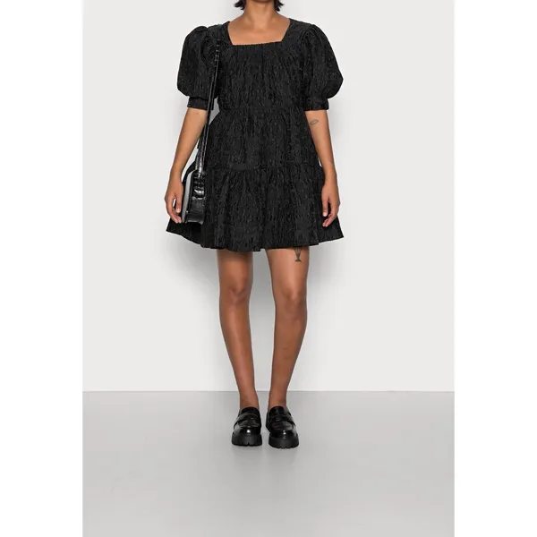 Sister Jane Confetti Square Neck Puff Sleeve Dress Size Small Black Textured - Image 2