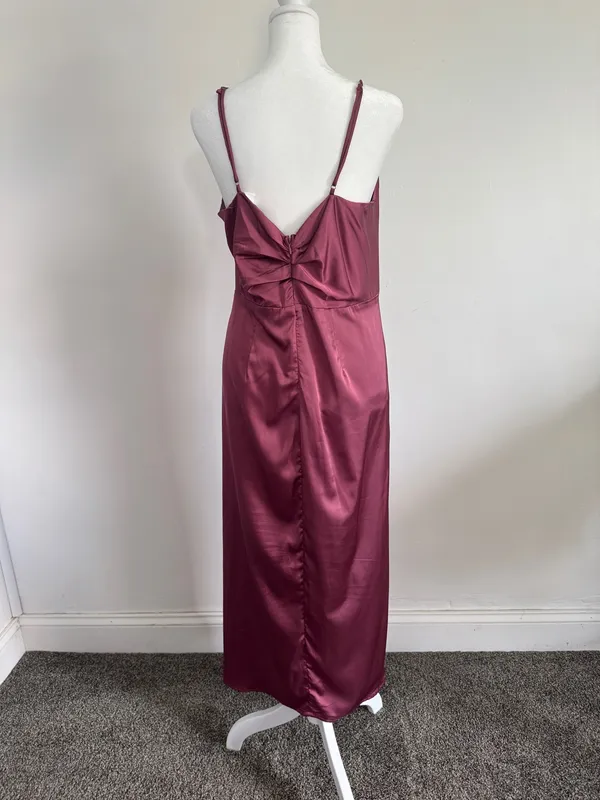 ASTR The Label Twist Front Satin Midi Dress, Large, Mauve - Image 4