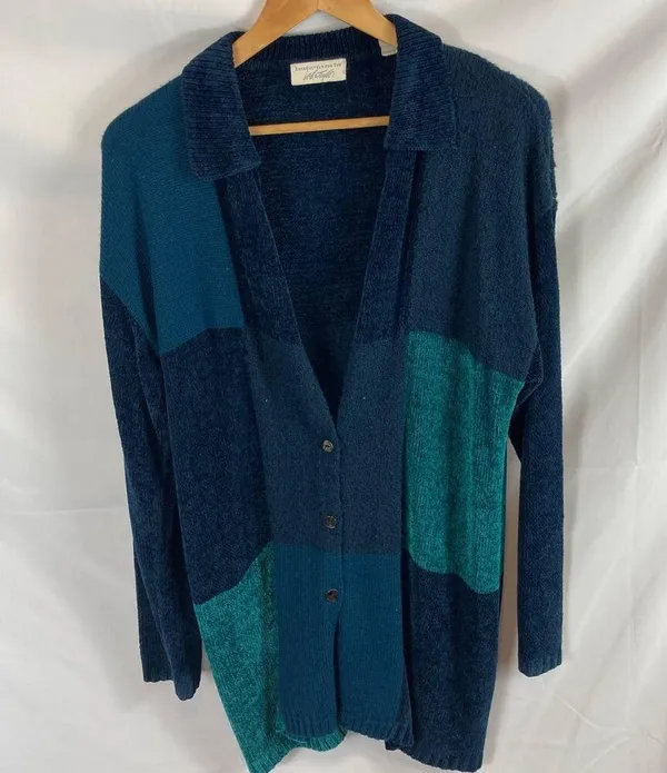 Lord & Taylor Patchwork Longline Cardigan Sweater size Large - Image 2
