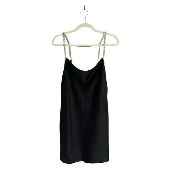 NWT Show me Your Mumu Bling mini dress Satin Black Size M Bedazzled Rave Party - Image 3