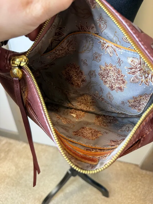 HOBO Birch Port Velvet Hide Crossbody Bag Pebbled Leather‎ Burgundy Maroon Red - Image 5