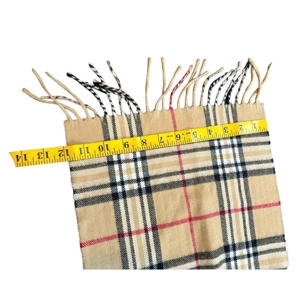 plaid winter Scarf Beige Tartan Plaid 70" x 12" Unisex - Image 5