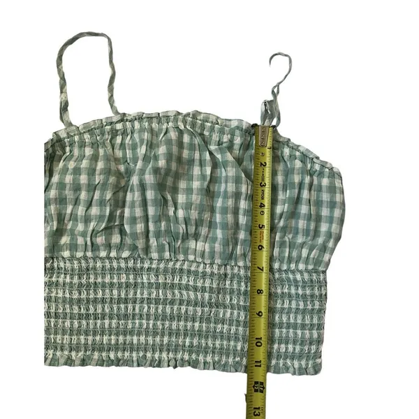 American Eagle Outfitters Medium Check Blue Crop Top Smocked NWT | 5-247 - Image 8
