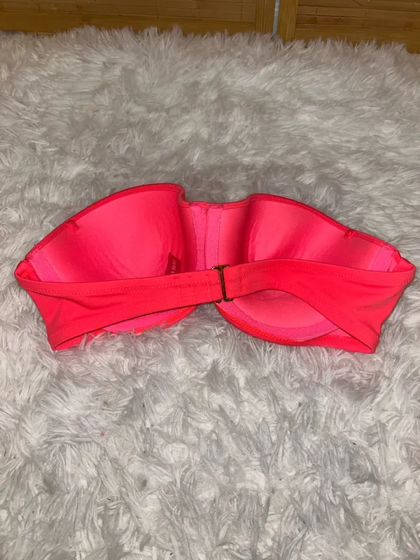 Victoria's Secret neon pink bandeau bikini top strapless swim suit size 36C - Image 5