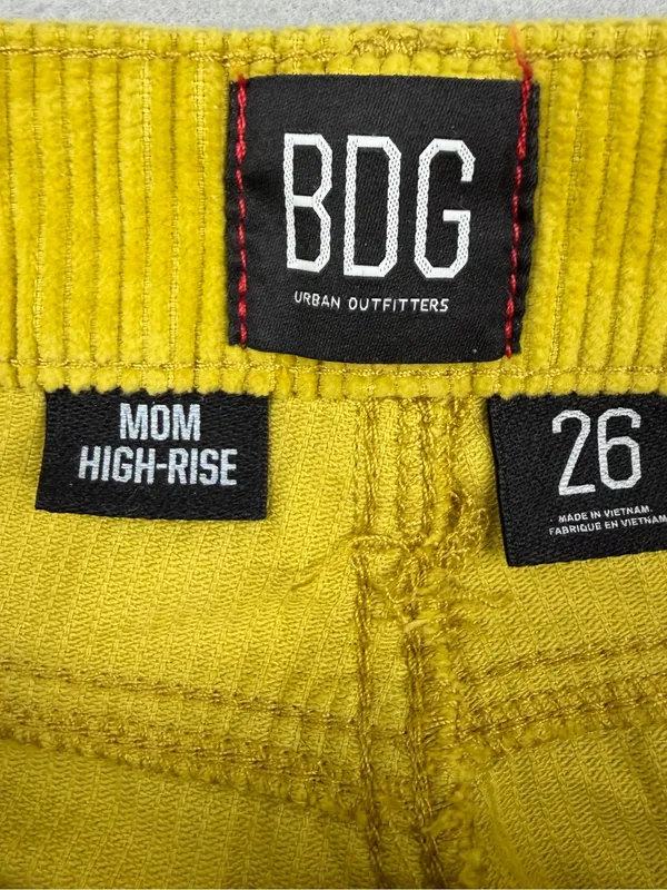 BDG Urban Outfitters Corduroy Mom Pants Womens 26 Mustard Yellow High Rise Y2K - Image 7