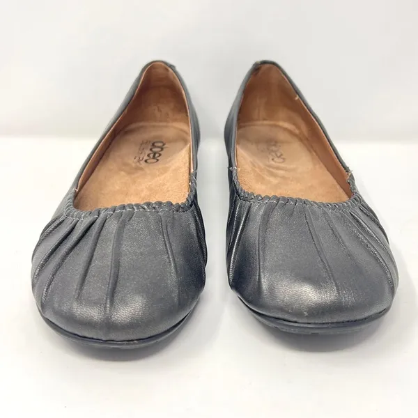 ABEO BIO System Taylin Metallic Pewter Leather Orthotic Ballet Flats Size 7N - Image 2