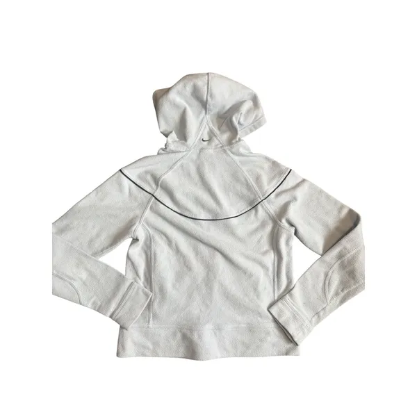 Vintage Nike Womens L Baby Blue Fleece Full Zip Hoodie Black Piping Y2K - Image 5