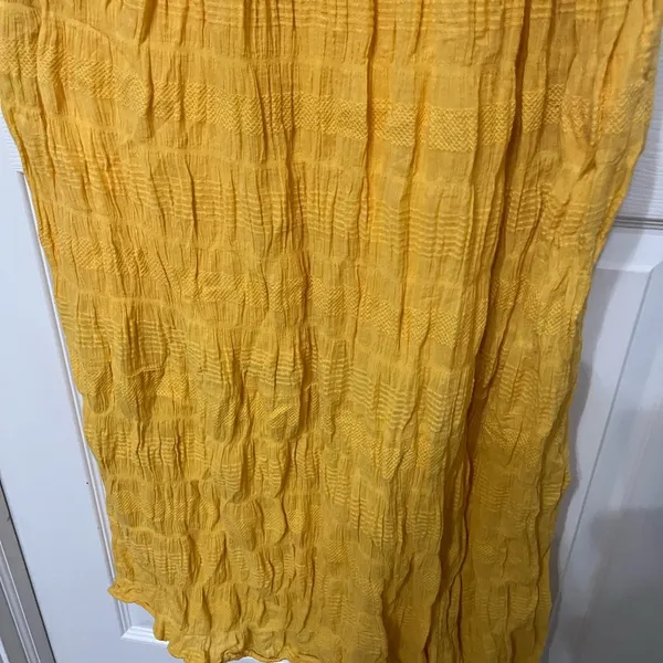 Max Studio cotton sleeveless tiered maxi dress in butter‎ yellow size small - Image 4