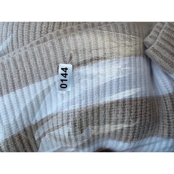 Sincerely Jules Womens Tan‎ White Striped Ribbed Knit Cropped Sweater ST20805 L - Image 4
