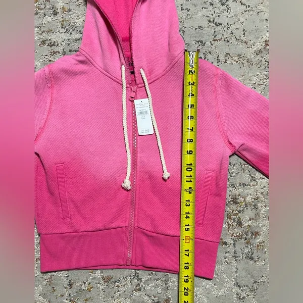 American Eagle Womens Hoodie This Feels Seriously Lived In Zip Up Pink Small NWT - Image 5