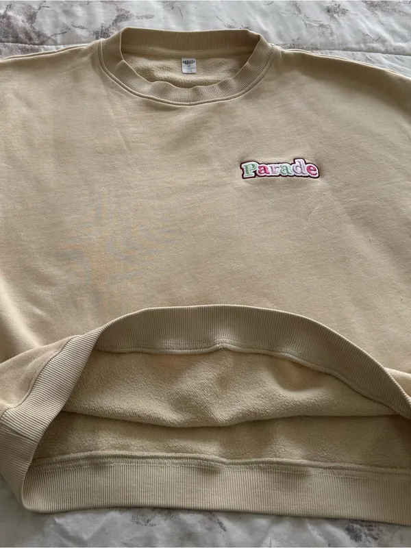 Parade Beige Embroidered Crewneck 100% cotton Sweatshirt, size M loungewear - Image 6