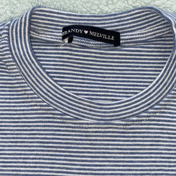 Brandy Melville Blue Striped Short Sleeve Tee - Image 2