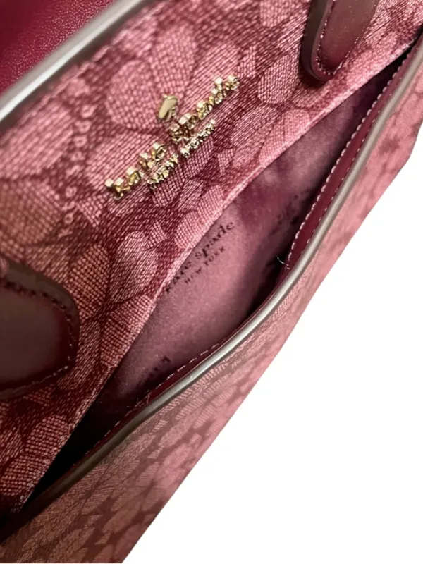 Kate Spade Signature Spade Pink Floral Jacquard Top-Handle 2-Way Satchel - Image 3