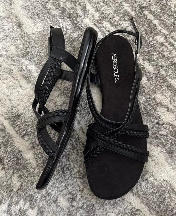 Black Flat Sandals - Image 3