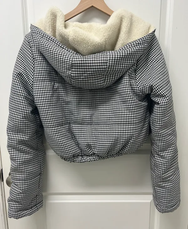 The Keir Puffer Jacket Black and White with Hood Size M/L - Image 11