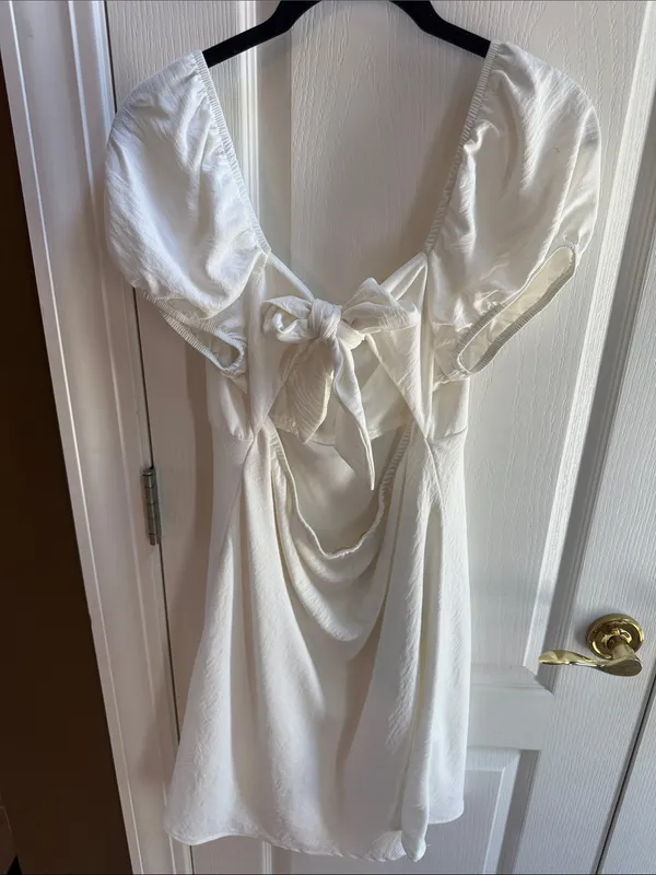 Altar'd State White Puff-Sleeve Square-Neck Dress - Image 2