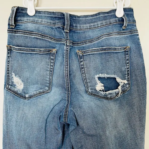 Maurices High Rise Skinny Blue Jeans Womens Small S Distressed Button-Fly - Image 4