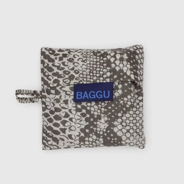 Baby BAGGU Gray Snakeskin Print Reusable Tote BAG Folds to 4x4” Washable Unisex - Image 2