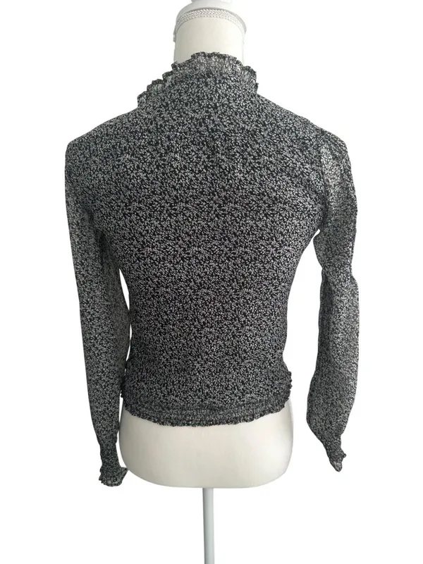 ABERCROMBIE & FITCH Black Floral Long Sleeve Top Size XS - Image 4