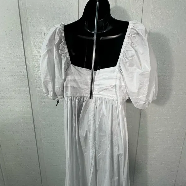 Know One Cares White Empire Cut Poplin Puff Sleeve Midi Dress Size Large NWT - Image 9