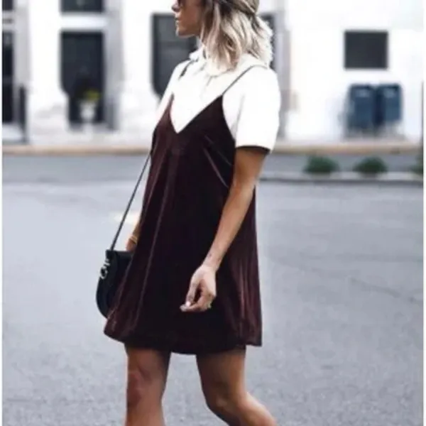 Abercrombie & Fitch velvet slip‎ dress burgundy size xs NWT - Image 2