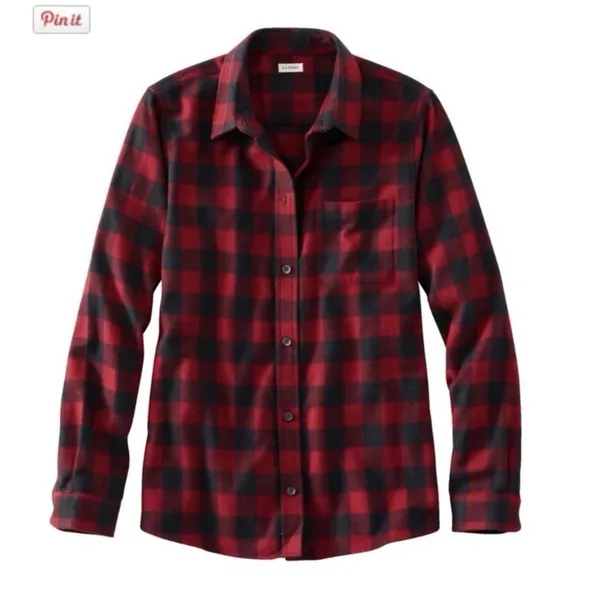 LL Bean Red Buffalo Check Plaid Cotton Flannel Shirt Relaxed Fit Pocket Size XL - Image 10