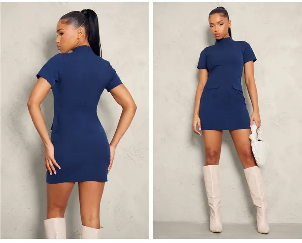 Pretty Little Thing Navy Mini Dress - Image 3