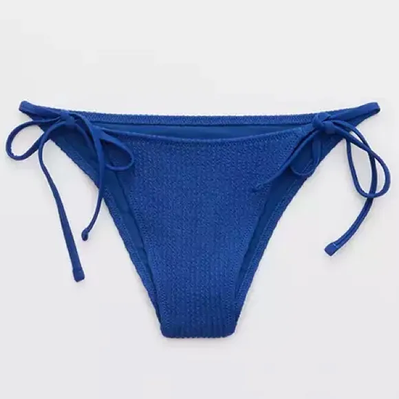 Aerie Blue Crinkle Side Tie Bikini Bottoms - Image 3