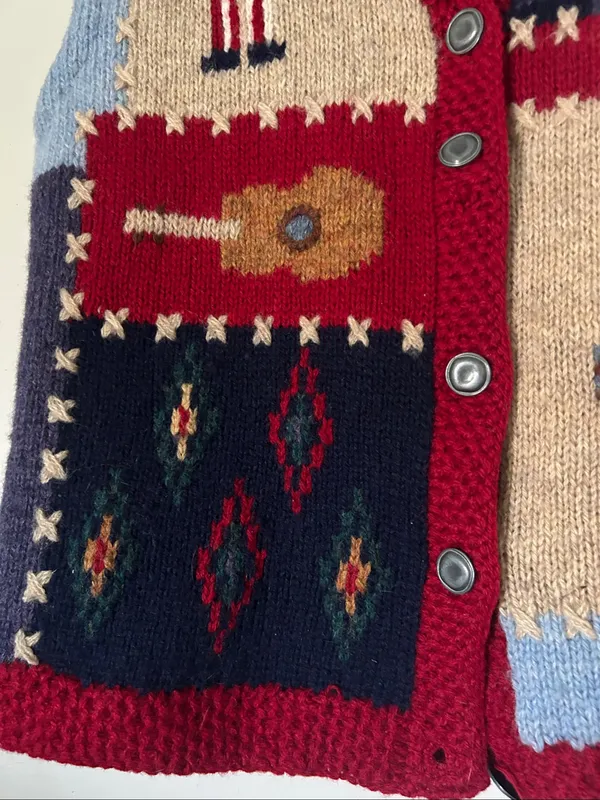 VTG Eddie Bauer Women’s Multicolor Button Front Patriotic Sweater Vest S/P - Image 4