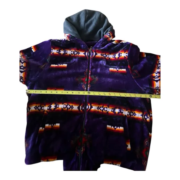 Aztec plush blanket zip up jacket purple SW print Size L/XL - Image 8