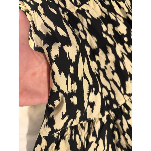 Black Cream Abstract‎ Print Dress Tiered Flutter Sleeve M NWT Summer Spring - Image 8