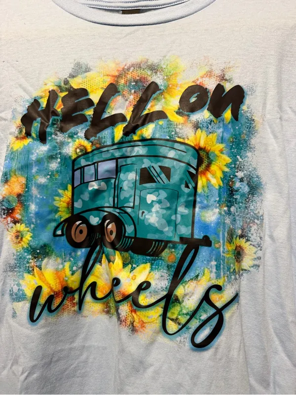 Gildan Light Blue Graphic 'Hell on Wheels' Women's T‑Shirt - Image 5