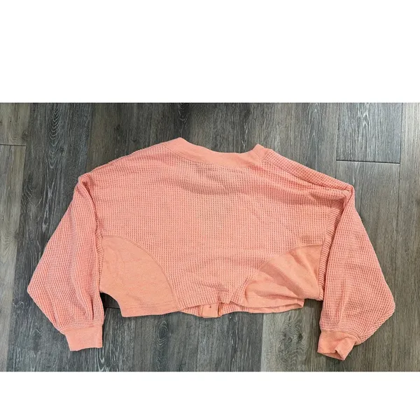 Out From Under Waffle Knit Henley Top Peach Coral Size Small Cozy Lounge - Image 6