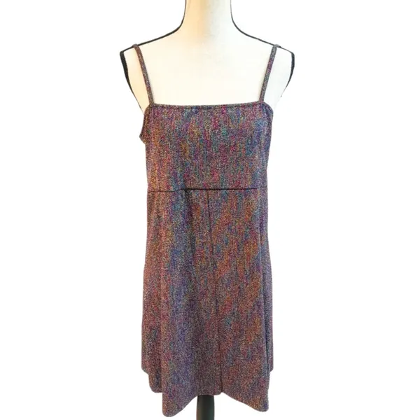 ASOS cami dress in rainbow glitter sparkly bodycon mini dress size 12 - Image 2