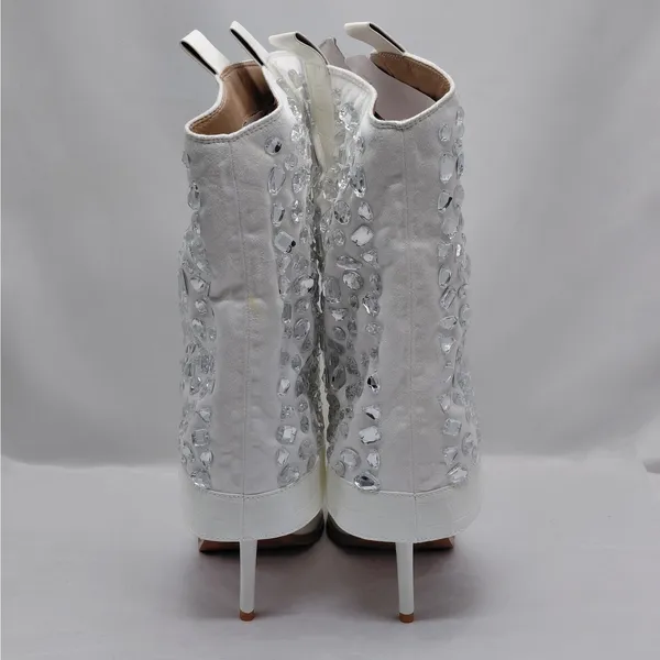 Lauren Lorraine Hana Rhinestone Cowboy Boots White Western Glam Size 10 Cowgirl - Image 7