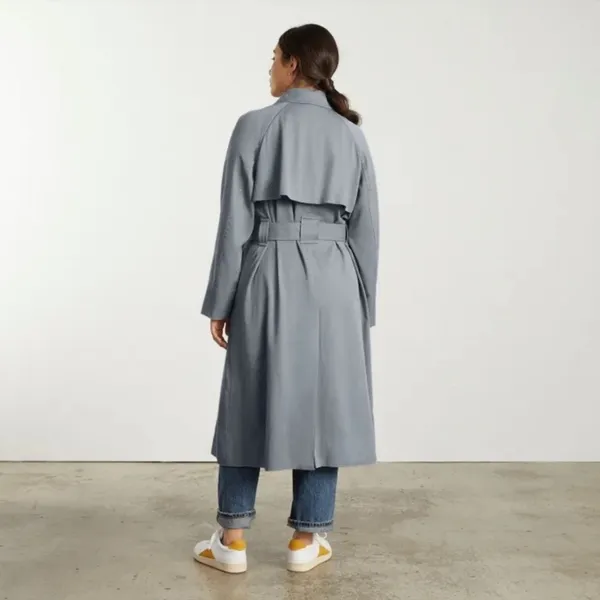 EVERLANE The Gathered Drape Trench Coat in Grey Small - Image 2