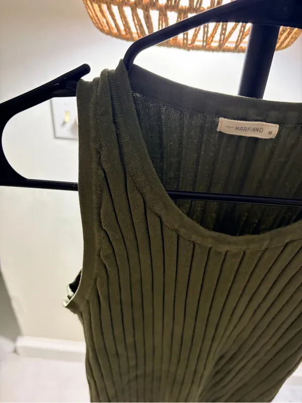 Olive Green Ribbed Tank Top - Image 5