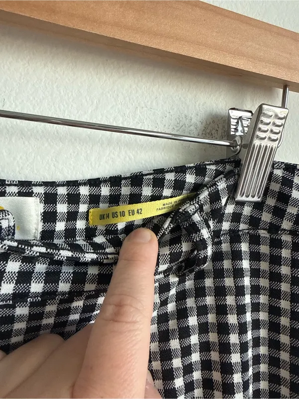 Anthropologie Maeve Gingham High Rise Ankle Trousers Black White Size 10 - Image 3